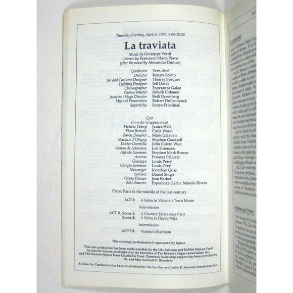 New City Opera Stagebill 1995 La Traviata Janice Hall Stephen Mark Brown Otey - Picture 6 of 7